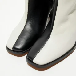 Bottines en Cuir Nicole bicolore noir/beige - Talon 8,5 cm-Apologie New
