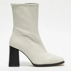 Bottines en Cuir Nicole bicolore noir/beige - Talon 8,5 cm-Apologie New