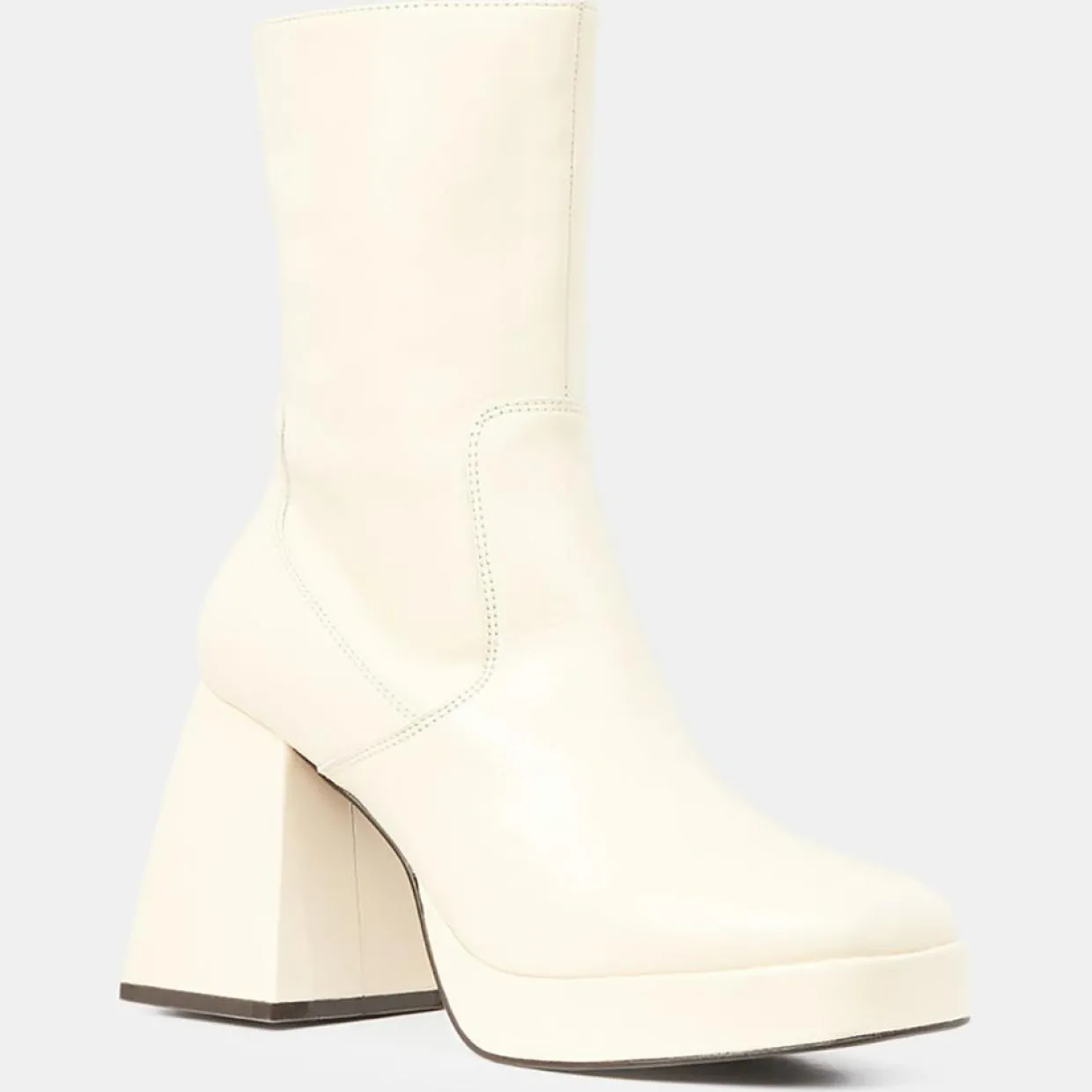 Bottines en Cuir plateforme beiges - Talon 9 cm-Galeries Lafayette