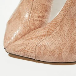 Bottines en Cuir python Suzanne rose/marron - Talon 7 cm-Apologie Outlet