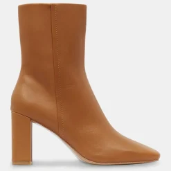 Bottines en Cuir talon bout carré camel - Talon 7 cm-Galeries Lafayette Online