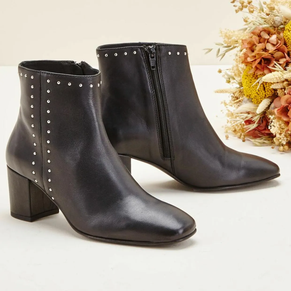 Femme Cosmoparis Bottines^Bottines en Cuir Wiley noires - Talon 6 cm