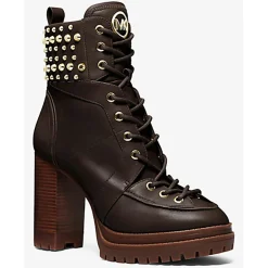 Femme Michael Kors Chaussures Bottines^Bottines en Cuir Yvonne chocolat - Talon 10.2 cm