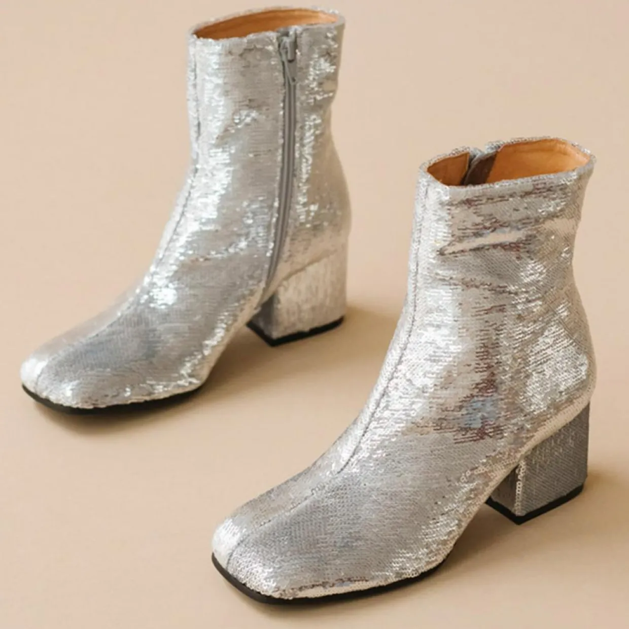 Bottines en Sequins Darlene Bis argentées - Talon 6.5 cm-Jonak Discount