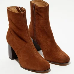 Femme Apologie Bottines^Bottines en Velours de Cuir Ginny camel - Talon 7,5 cm