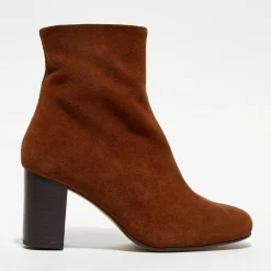 Femme Apologie Bottines^Bottines en Velours de Cuir Ginny camel - Talon 7,5 cm