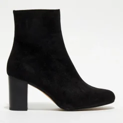 Bottines en Velours de Cuir Ginny noires - Talon 7,5 cm-Apologie Discount
