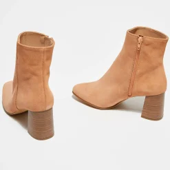 Bottines en Velours de Cuir Elsa poudre - Talon 8 cm-Apologie Discount