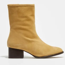 Bottines en Velours de Cuir Amelia beiges-Apologie Sale