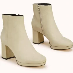 Femme Cosmoparis Bottines^Bottines en Velours de Cuir Zorine beiges - Talon 7 cm