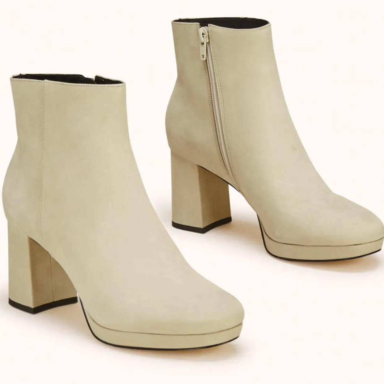 Femme Cosmoparis Bottines^Bottines en Velours de Cuir Zorine beiges - Talon 7 cm