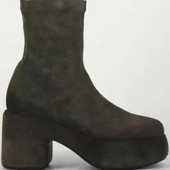 Bottines en Velours de Cuir grises - Talon 8 cm-Vic Matie Sale