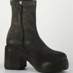 Bottines en Velours de Cuir grises - Talon 8 cm-Vic Matie Sale