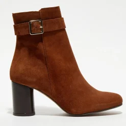 Femme Apologie Bottines^Bottines en Velours de Cuir Pia camel - Talon 7,5 cm
