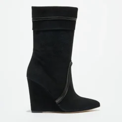 Femme Hotel Particulier Bottines^Bottines en Velours de Cuir noires - Talon 10 cm