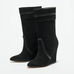 Femme Hotel Particulier Bottines^Bottines en Velours de Cuir noires - Talon 10 cm