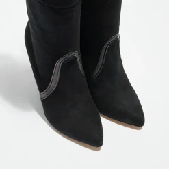 Femme Hotel Particulier Bottines^Bottines en Velours de Cuir noires - Talon 10 cm