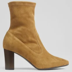 Femme L.K. Bennett Bottines^Bottines en Velours de Cuir Alice cognac - talon 7.5 cm