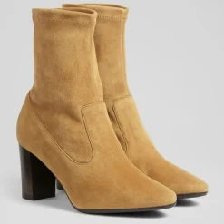 Femme L.K. Bennett Bottines^Bottines en Velours de Cuir Alice cognac - talon 7.5 cm