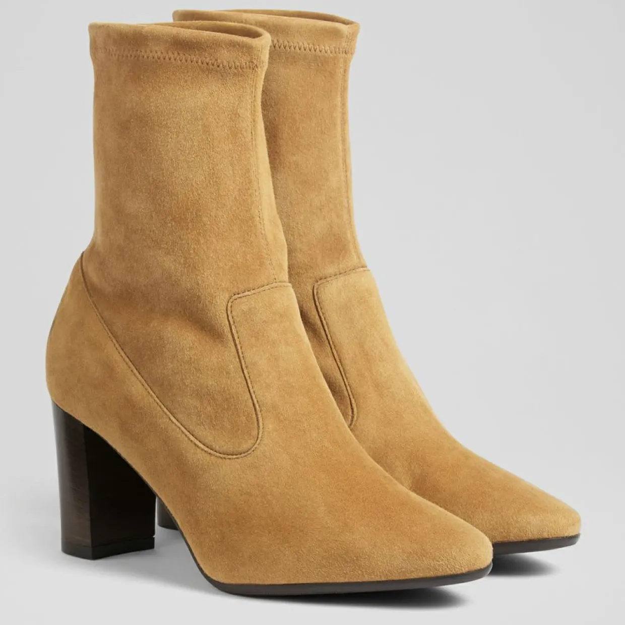 Femme L.K. Bennett Bottines^Bottines en Velours de Cuir Alice cognac - talon 7.5 cm