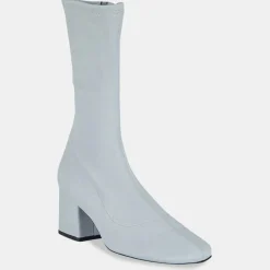 Femme By Far Bottines^Bottines en Velours de Cuir Maya bleues - Talon 6,5 cm