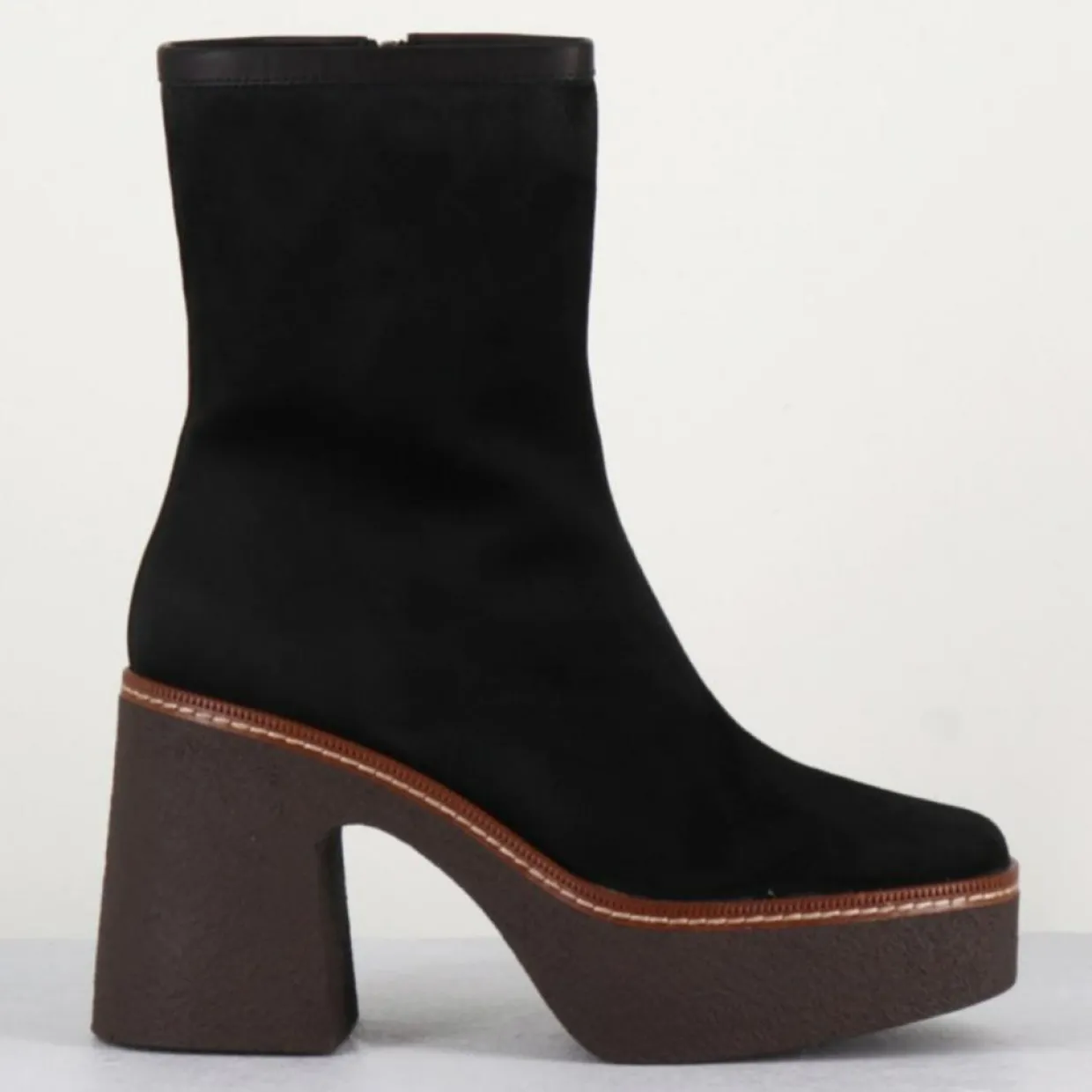 Femme Garrice Lab Bottines^Bottines en Velours de Cuir Carla noires - Talon 9 cm
