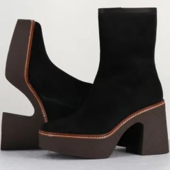 Femme Garrice Lab Bottines^Bottines en Velours de Cuir Carla noires - Talon 9 cm