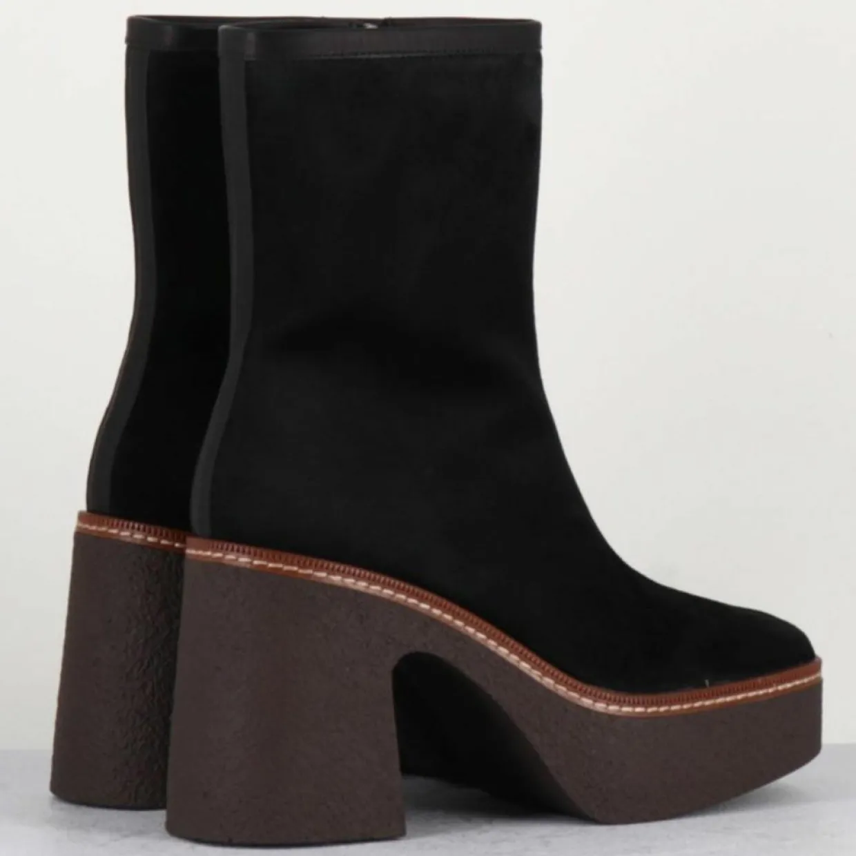 Femme Garrice Lab Bottines^Bottines en Velours de Cuir Carla noires - Talon 9 cm