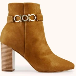 Femme Cosmoparis Bottines^Bottines en Velours de Cuir Reina tabac - Talon 8 cm