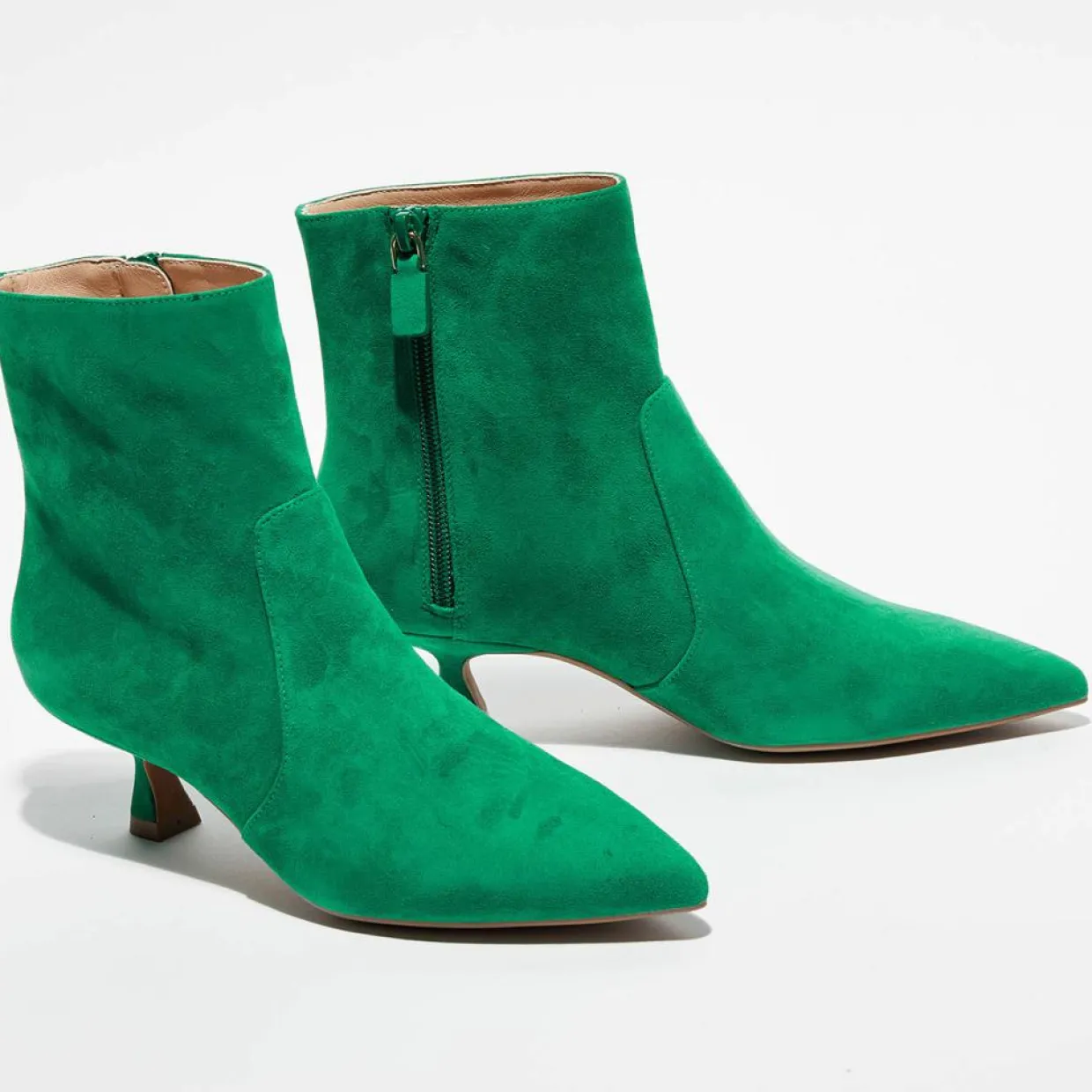 Femme Stuart Weitzman Bottines^Bottines en Velours de Cuir Melena 50 vertes - Talon 5.5 cm