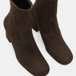 Bottines en Velours de Cuir marron - Talon 8 cm-Avril Gau New