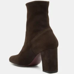 Bottines en Velours de Cuir marron - Talon 8 cm-Avril Gau New