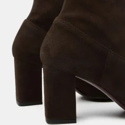 Bottines en Velours de Cuir marron - Talon 8 cm-Avril Gau New