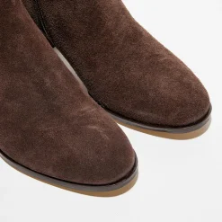 Bottines en Velours de Cuir chocolat - Talon 5 cm-Anaki Hot