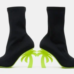Bottines Palm Heel noir/jaune - Talon 10 cm-Palm Angels Sale