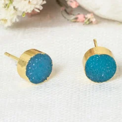 Femme Moonstone Boucles D'Oreilles^Boucle d'oreilles Noémie Drusy Bleu en Laiton doré