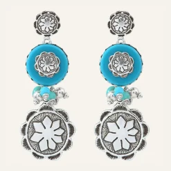 Femme Reminiscence Boucles D'Oreilles^Boucles d'oreilles Amazones Jade & Howlite argenté/turquoise