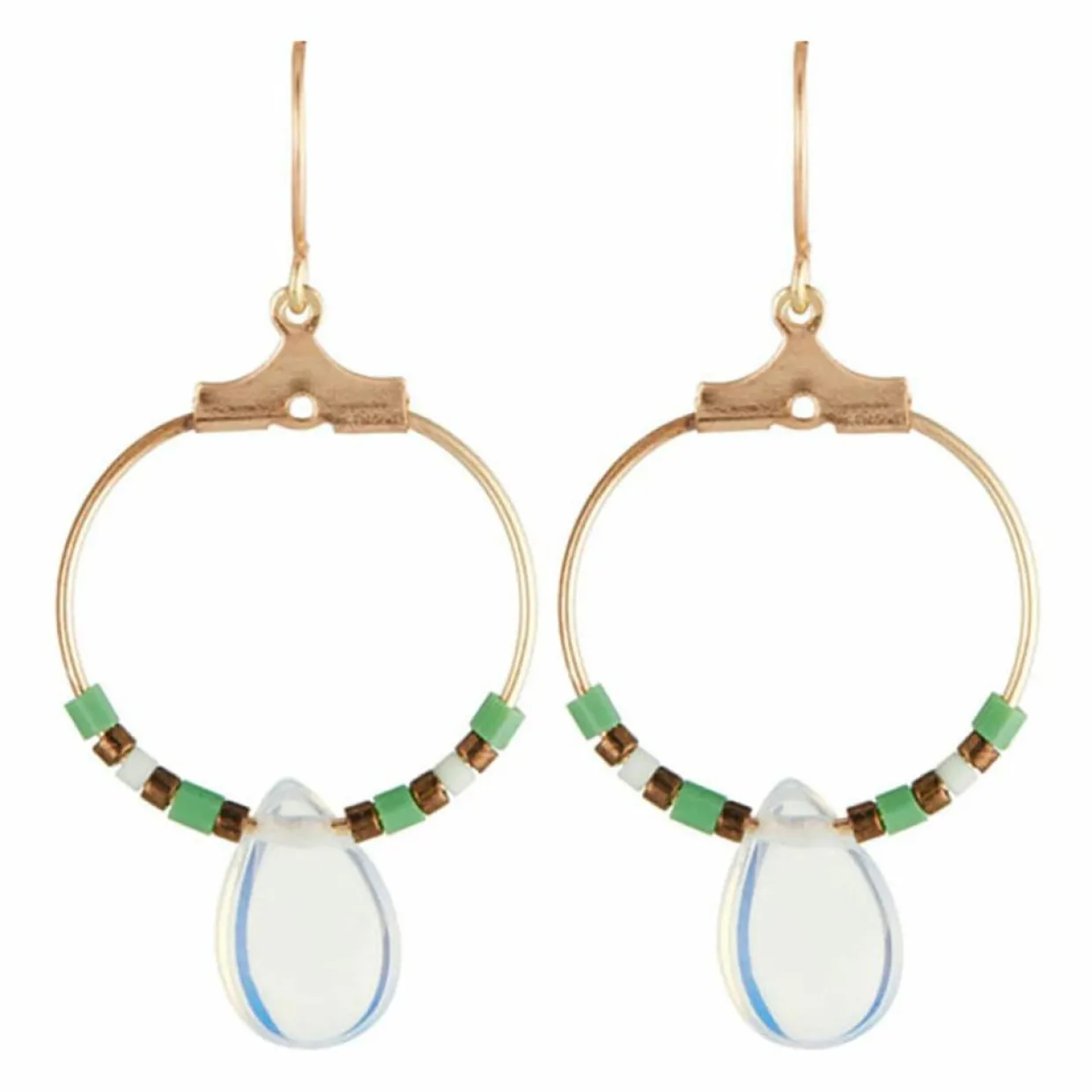 Femme Moonstone Boucles D'Oreilles^Boucles d'oreilles Anna Pierre de Lune blanche en laiton doré