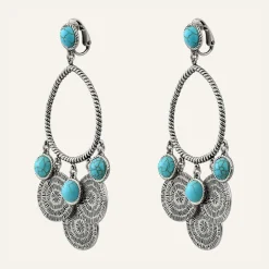 Femme Reminiscence Boucles D'Oreilles^Boucles d'oreilles Arizona Howlite argenté/turquoise
