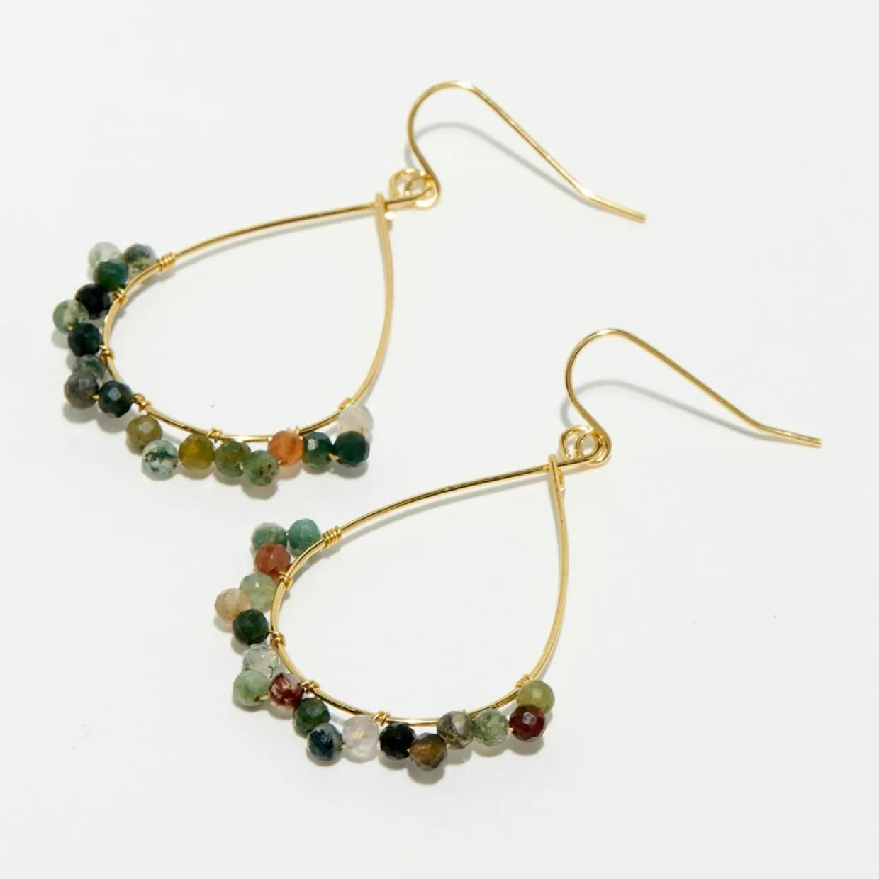 Boucles d'oreilles Claudia Agate multicolore en laiton doré-Moonstone Hot