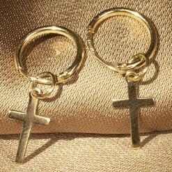 Femme Instant d'Or Boucles D'Oreilles^Boucles d'oreilles Croix or jaune