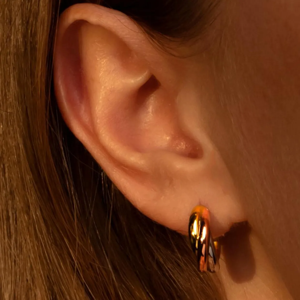Boucles d'oreilles créoles or tricolore-Instant d'Or Outlet