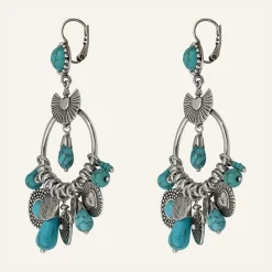 Boucles d'oreilles L'Essence du Coeur Howlite argentées-Reminiscence Discount