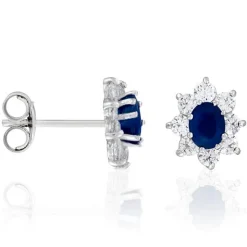 Boucles d'oreilles Nuit Etoilée bleue Saphirs 0.29 ct or blanc-Instant d'Or