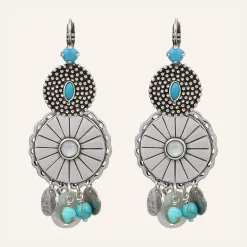 Femme Reminiscence Boucles D'Oreilles^Boucles d'oreilles Positano multipierres argenté/turquoise