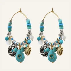 Femme Reminiscence Boucles D'Oreilles^Boucles d'oreilles Positano multipierres argenté/turquoise