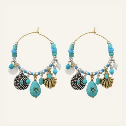 Femme Reminiscence Boucles D'Oreilles^Boucles d'oreilles Positano multipierres argenté/turquoise