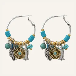 Femme Reminiscence Boucles D'Oreilles^Boucles d'oreilles Positano multipierres argenté/turquoise