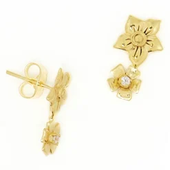 Boucles d'oreilles Quincy Pierre de Lune blanche en laiton doré-Moonstone Clearance