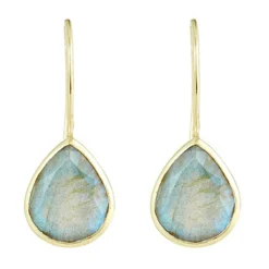 Boucles d'oreilles Rosalie Labradorite en laiton doré-Moonstone Discount